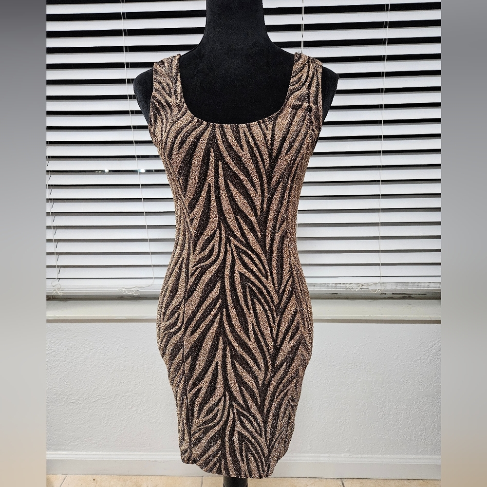 Women's Black and Gold Dress - Tiger Print